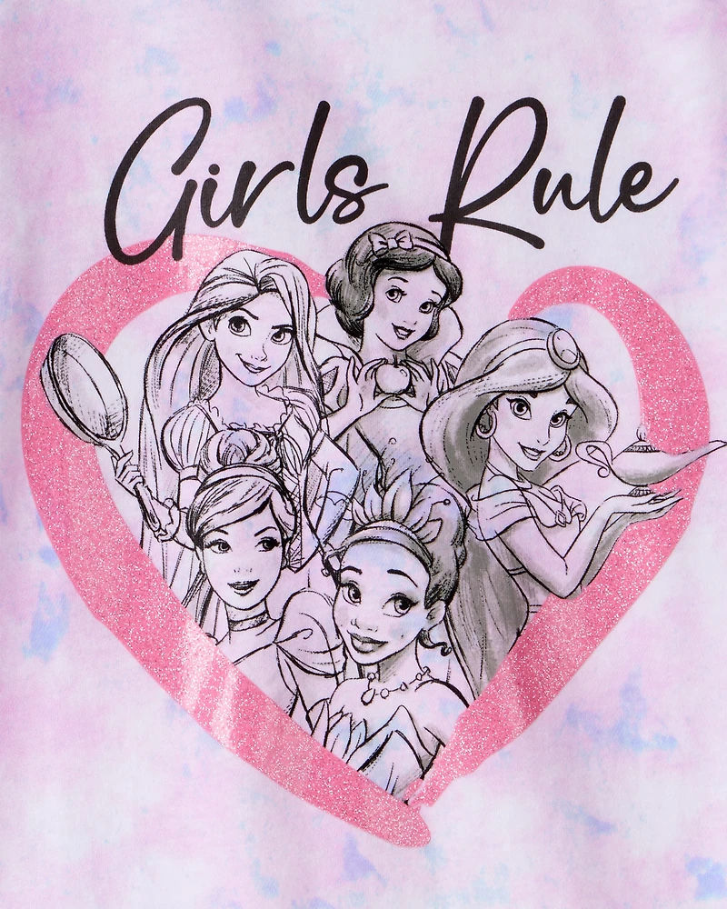 Girls Disney© Princess Rule Tie-Dye Short-Sleeve Graphic Tee - Purple/Pink