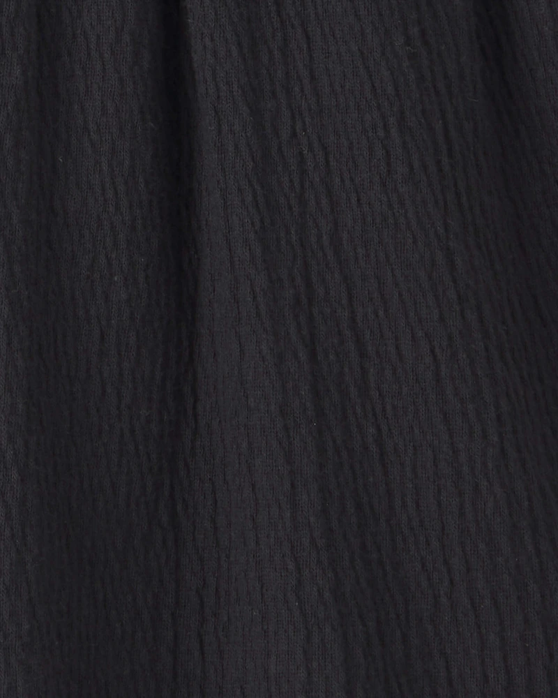 Girls Smocked Crinkle Shorts - Black