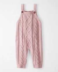 Baby Girl Organic Cotton Cable Knit Overalls