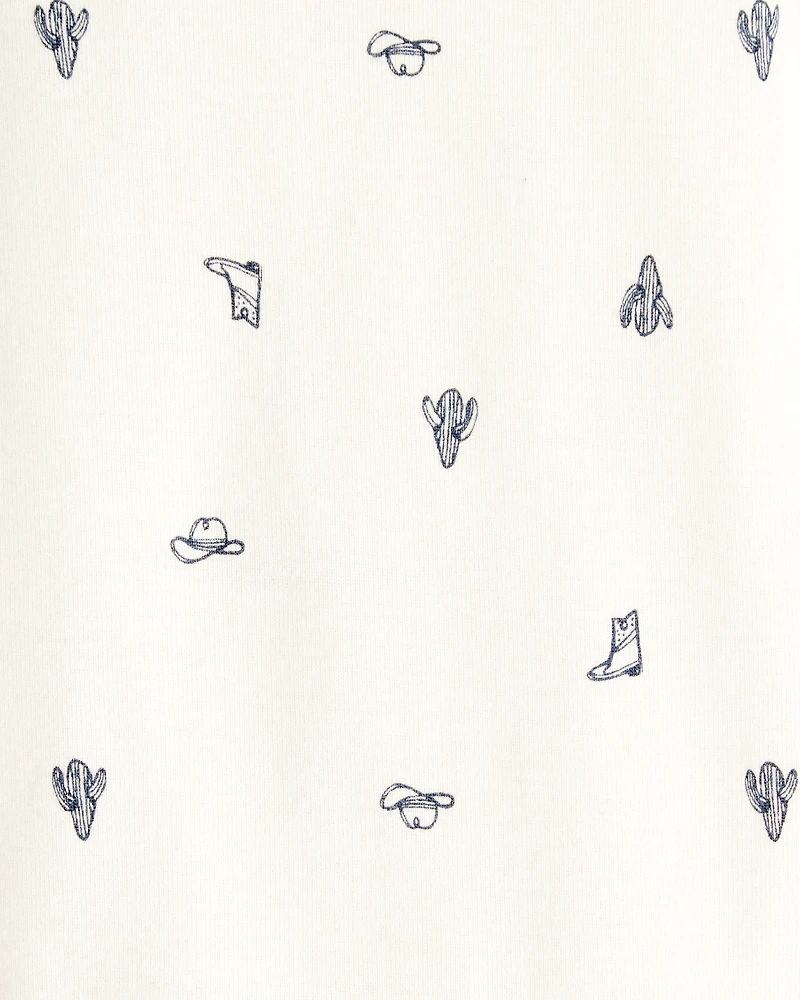 Baby Boy 5-Pack Cowboy Print Cotton Multipack Bodysuits - Blue/White/Orange/Green