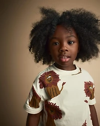 Toddler Relaxed Graphic Tee Lion Print - Cream