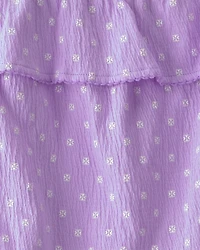 Girls 2-Piece Ruffle Top & Short Set - Purple