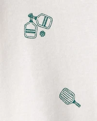 Baby Pickleball Short-Sleeve Romper - White