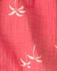 Toddler Girl Palm Tree Tropical Gauze Fashion Shorts - Red