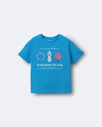 Toddler 'Recreation Club' Rolled Cuff Tee - Turquoise