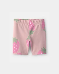 Toddler Girl Strawberry Bike Shorts - Pink