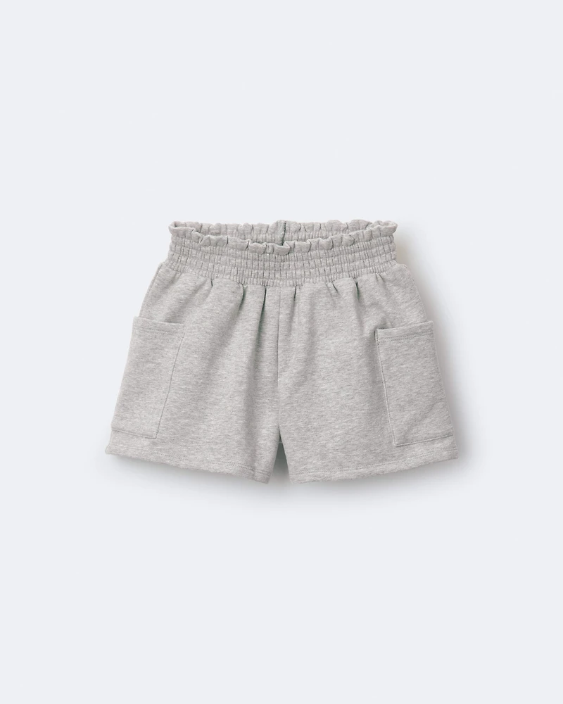 Toddler Girl Fleece Swing Short with Pockets- Heathered Grey