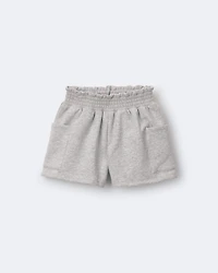 Toddler Girl Fleece Swing Short with Pockets- Heathered Grey