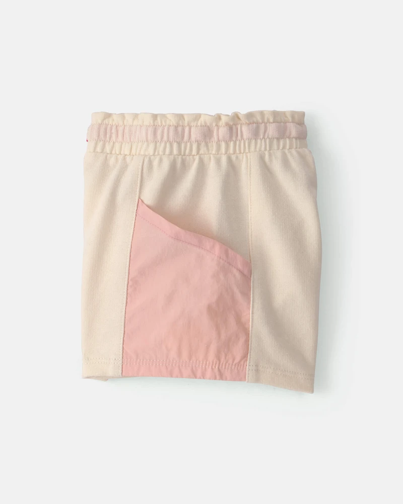 Baby Girl French Terry Shorts - Pink/Ivory