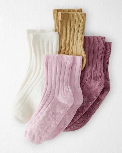 Toddler Toddler Girl 4-Pack No-Slip Socks Made with Organic Cotton