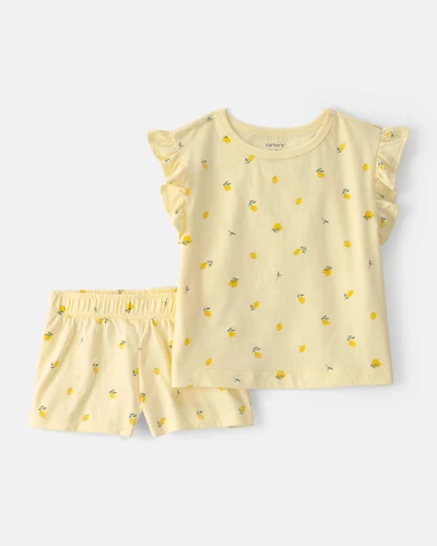 Toddler Girl 2-Piece Lemon Top & Short Set - Yellow