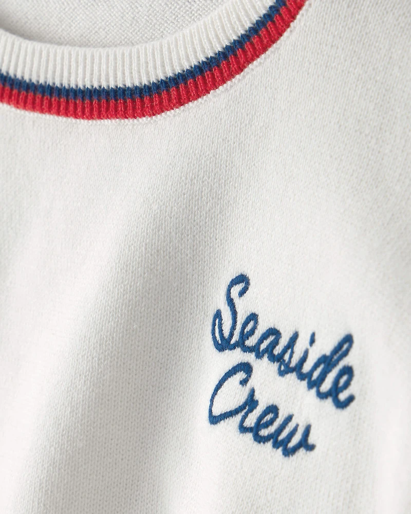 Girls 'Seaside Crew' Nautical Sweater - White
