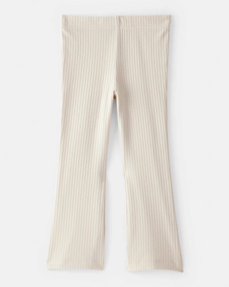 Toddler Girl Rib Pull-On Stretch Flare Leggings - Cream
