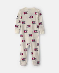 Baby Boy 1-Piece Firetrucks Thermal Snug Fit Pyjama - Cream