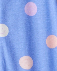 Toddler Girl Smiley Face 100% Cotton Long-Sleeve Snug Fit 1-Piece Pajamas - Blue