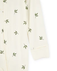 Baby Leaf Print 2-Way Zip PurelySoft Sleeper Pyjamas - Ivory