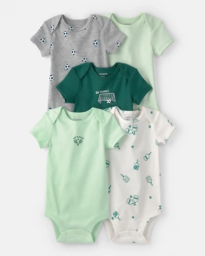 Baby 5-Pack Sports Multipack Bodysuits - Green/White