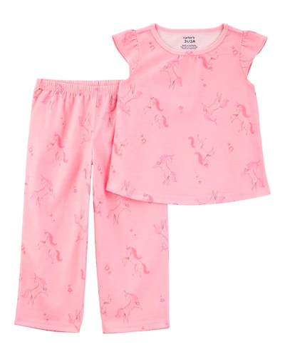 Toddler Girl Unicorn Print Loose Fit 2-Piece Pyjamas - Pink