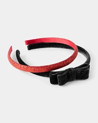 Toddler Girl 2-Pack Bow Headbands - Red/Black