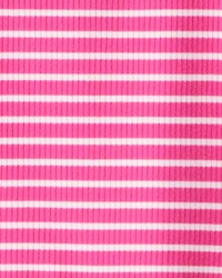 Girls Stripe Ribbed Top - Pink