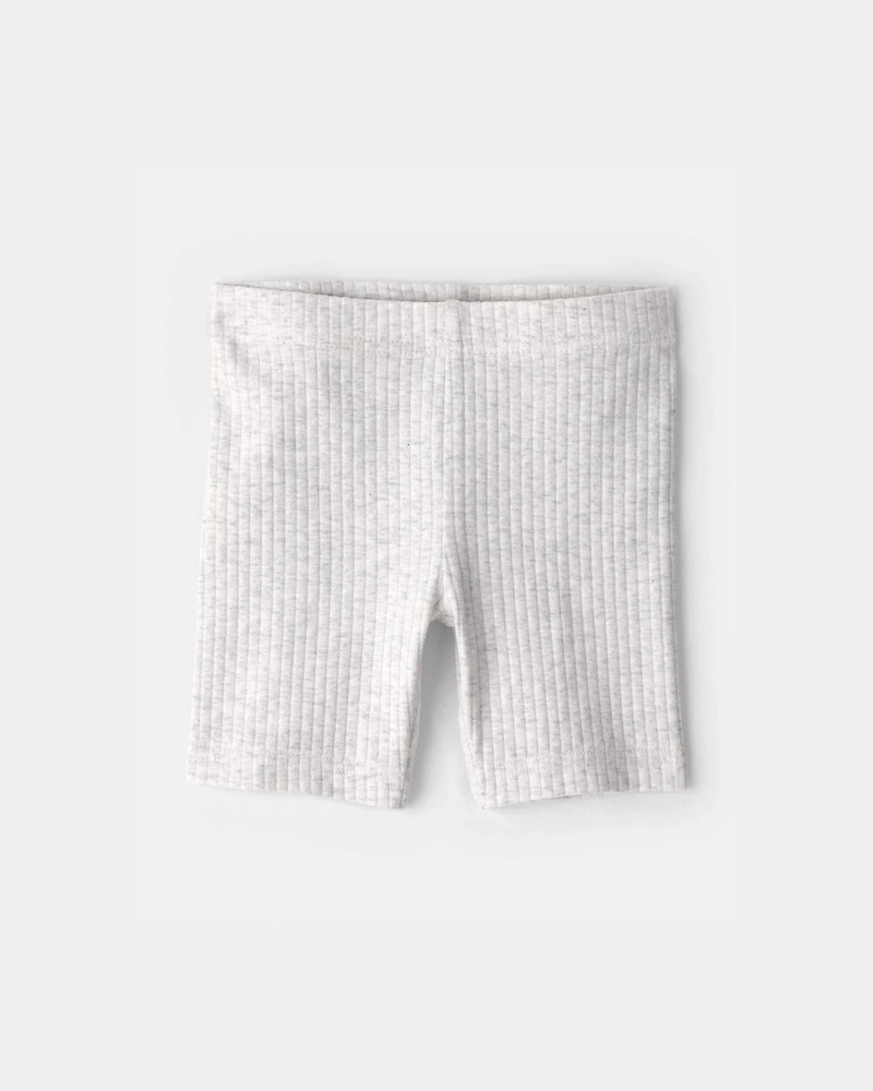 Toddler Girl Rib Bike Shorts - Grey