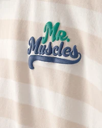 Toddler Boy 'Mr. Muscles' Striped Top - Tan
