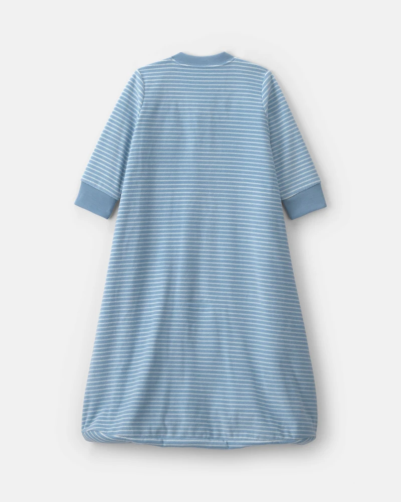 Baby Boy Striped Fleece Loose Fit Wearable Blanket - Blue