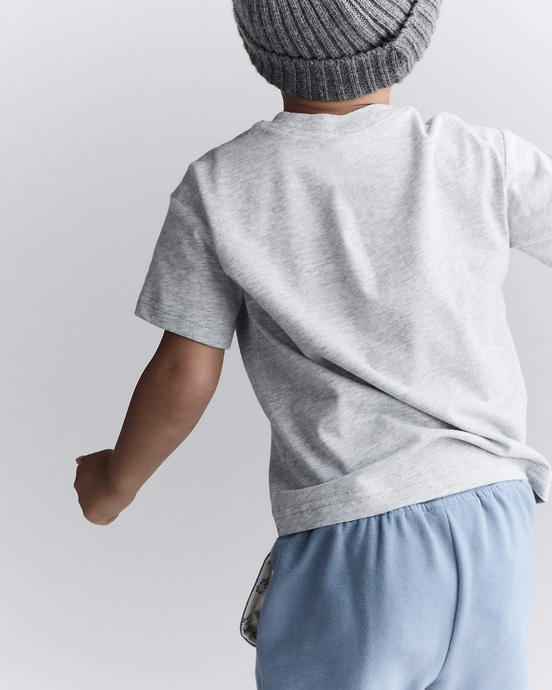 Toddler Short-Sleeve Relaxed Graphic Tee - Heather Grey