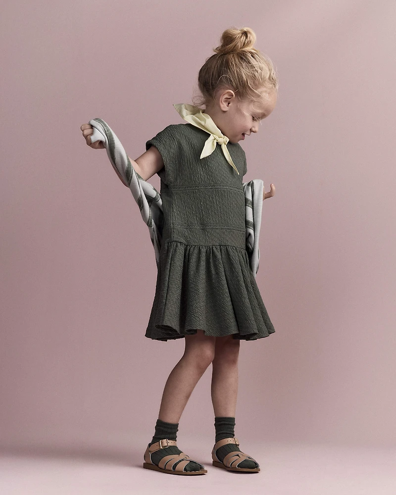 Toddler Girl Drop-Waist Dress - Olive