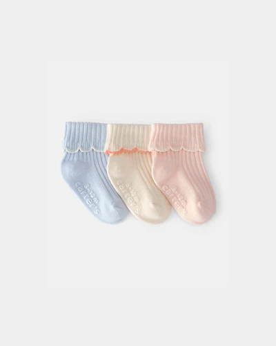 Baby Girl 3-Pack Ankle Socks - Pink/Blue