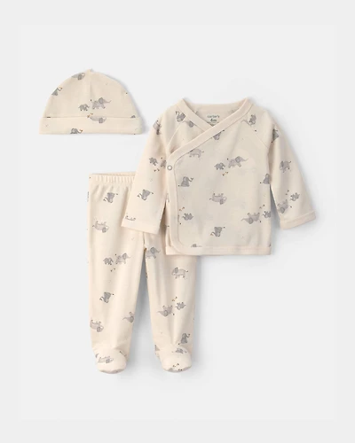 Baby 3-Piece Elephant Top & Pant Set - Ivory