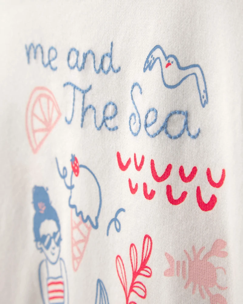 Toddler Girl Mermaid French Terry Pullover Sweatshirt - Ivory