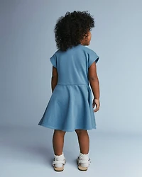Toddler Girl French Terry Drop-Waist Dress - Teal