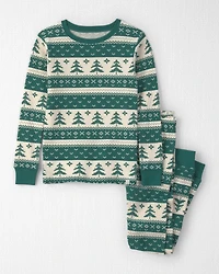 Kids 2-Piece Fair Isle Waffle Knit Pyjamas Made with Organic Cotton