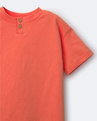 Toddler Boy Button-Front Tee - Orange
