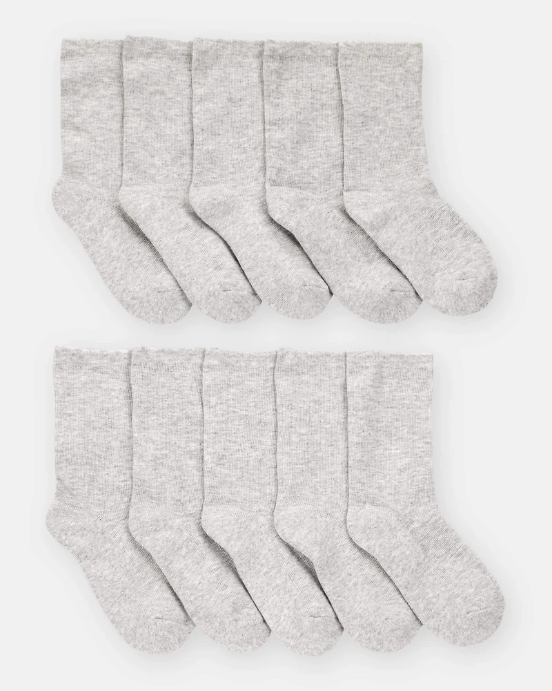 Boys 10-Pack Crew Socks - Grey
