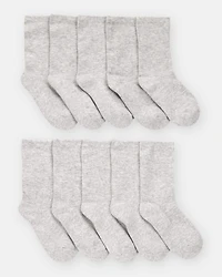 Boys 10-Pack Crew Socks - Grey