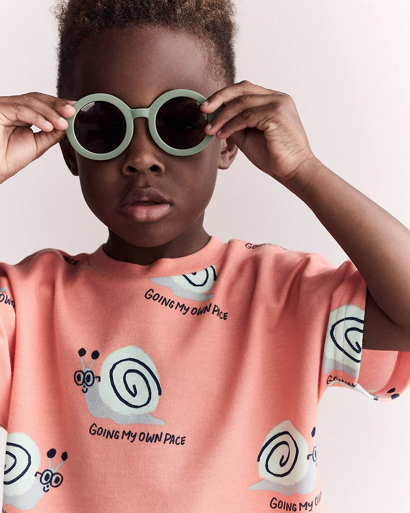 Toddler Boy Snail Dolman Tee - Orange