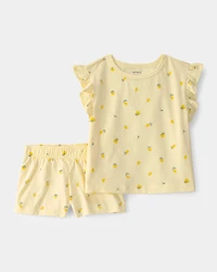 Toddler Girl 2-Piece Lemon Top & Short Set - Yellow