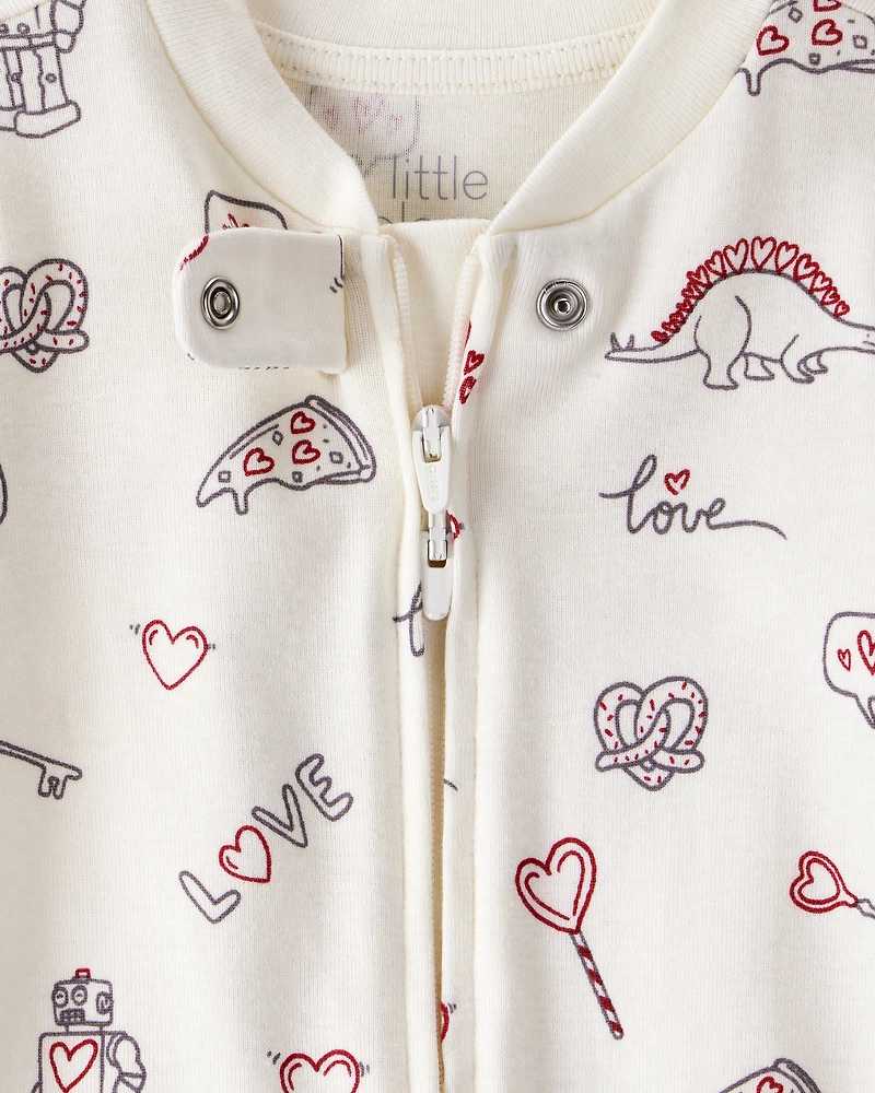 Baby Organic Cotton Sleep & Play Pajamas Little Loves Print