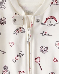 Baby Organic Cotton Sleep & Play Pajamas Little Loves Print