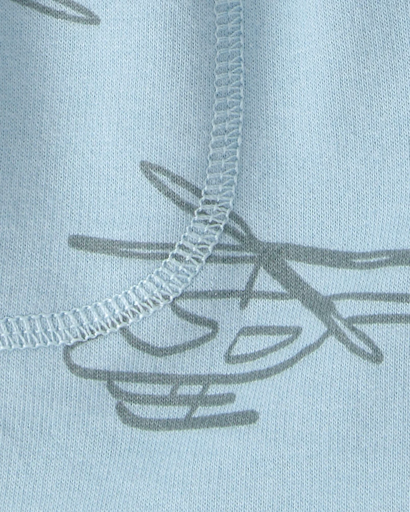 Baby Boy Helicopter French Terry Shorts - Blue