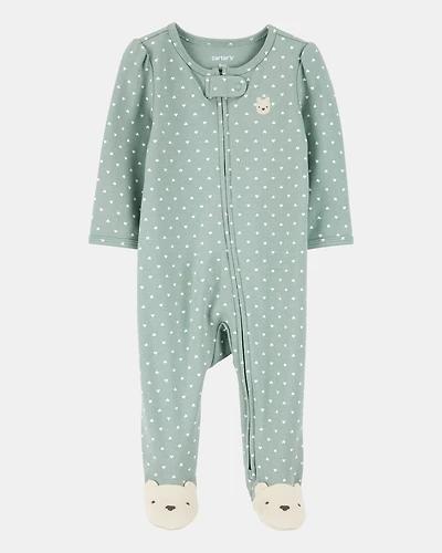 Baby Girl Polka Dot 2-Way Zip Cotton Sleeper pyjamas