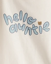 Baby 'Hello Auntie' Short-Sleeve Graphic Bodysuit - Cream