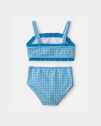 Girls 2-Piece Gingham Tankini Set - Blue