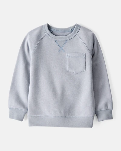 Toddler Boy Solid Fleece Long-Sleeve Sweatshirt - Grey