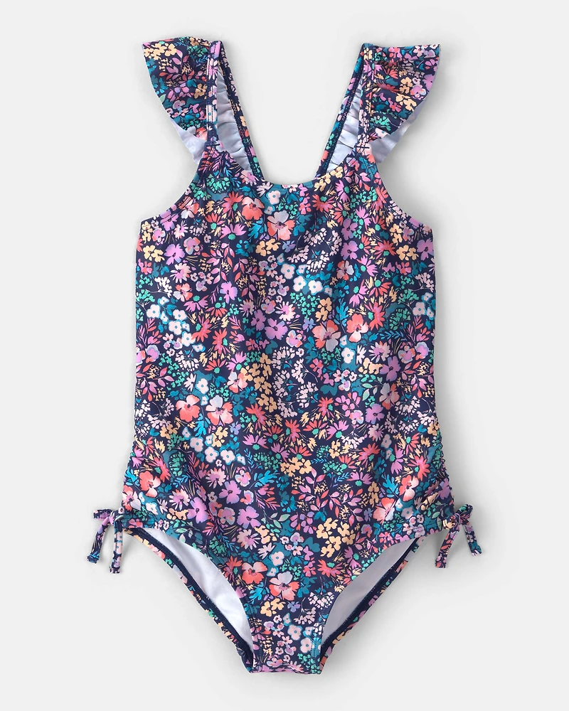 Girls Floral 1-Piece Swimsuit