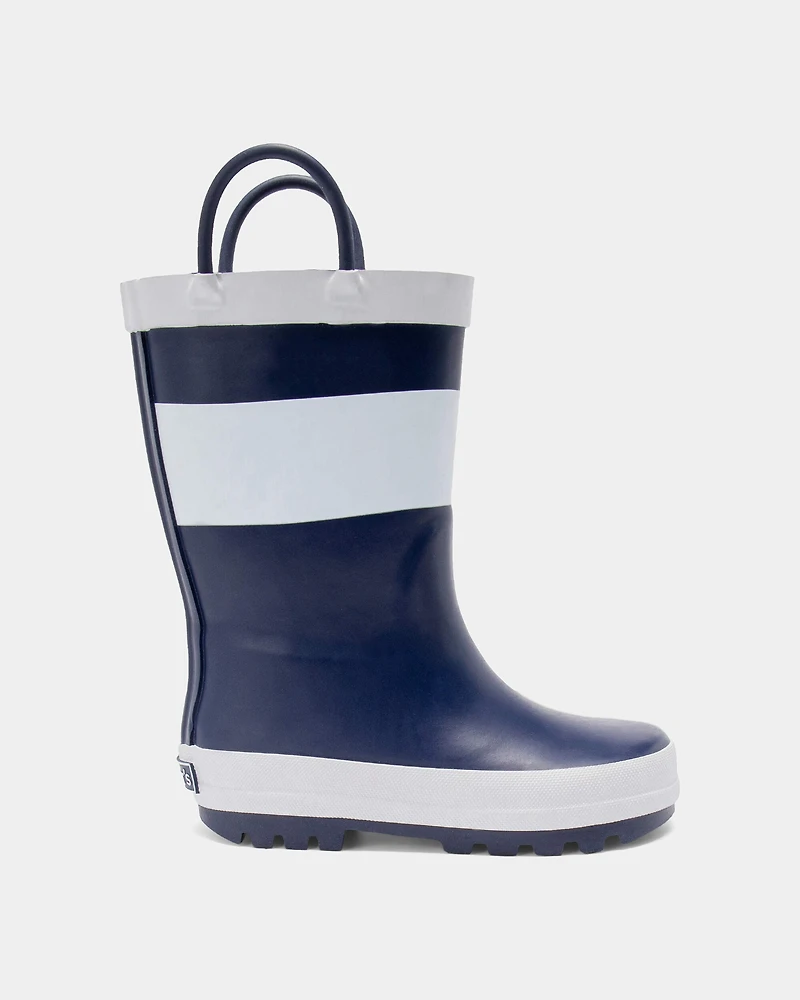 Toddler Boy Striped Rain Boots - Navy/White