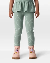 Toddler Girl Cotton Heart Stretch Leggings - Green