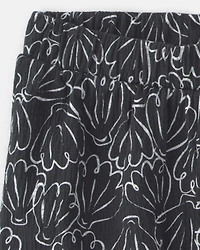 Baby Girl 2-Piece Floral Ruffle Top & Short Set - Black/Cream